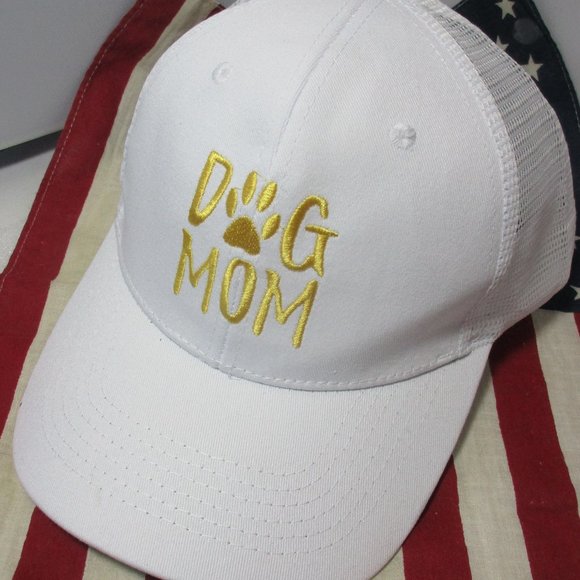 New White DOG MOM Baseball Cap Hat for Ponytail - Picture 4 of 6